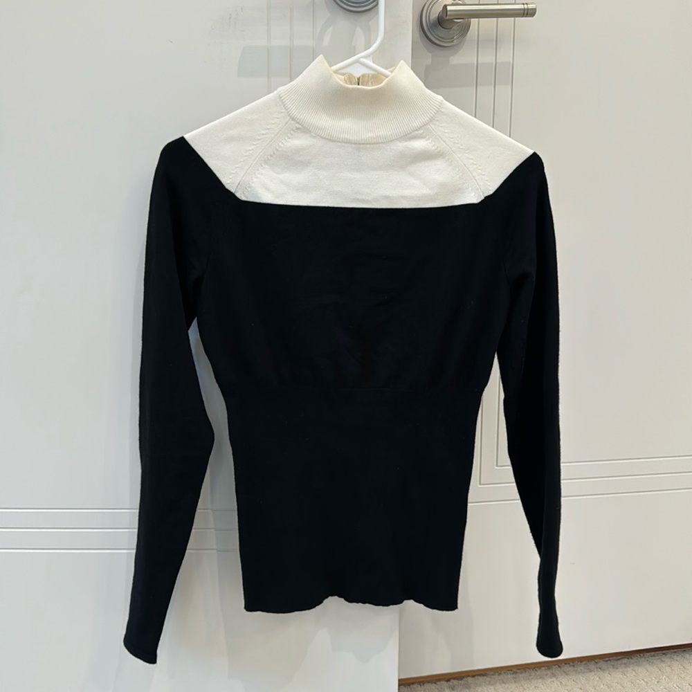 Black and White mock neck sweater